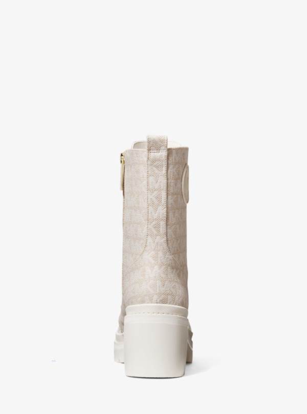 Damske Bojové topánky Michael Kors Corey Logo Jacquard Krém - Topanky Michael Kors Obchod | ERQTN-4502